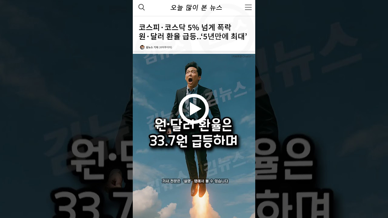 코스피 5% 넘게 폭락, 원·달러 환율 급등..‘5년만에 최대’